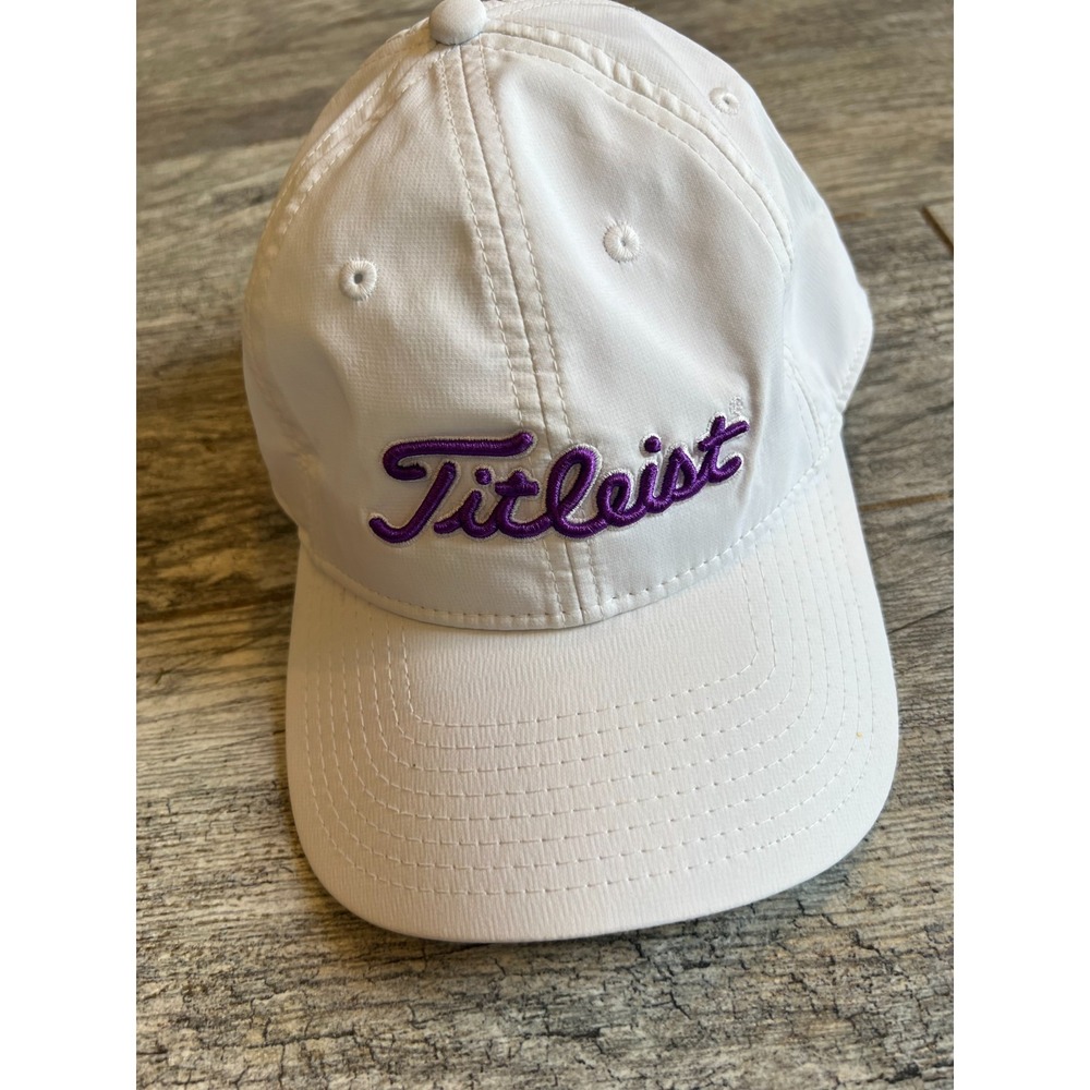 Titleist Golf Baseball Cap Hat Raised Script Logo Strapback OSFA White Stretch